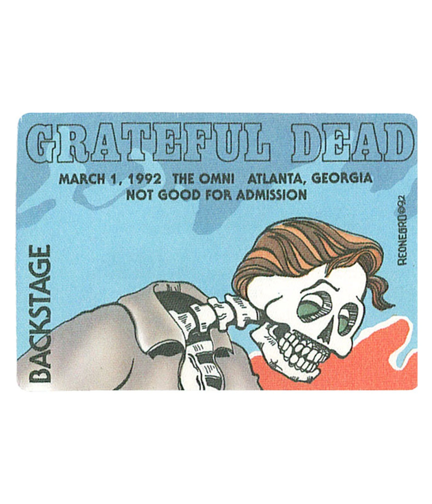 Grateful Dead 1992 03-01 Backstage Pass 1 Grateful Dead 1992 03-01 Backstage Pass