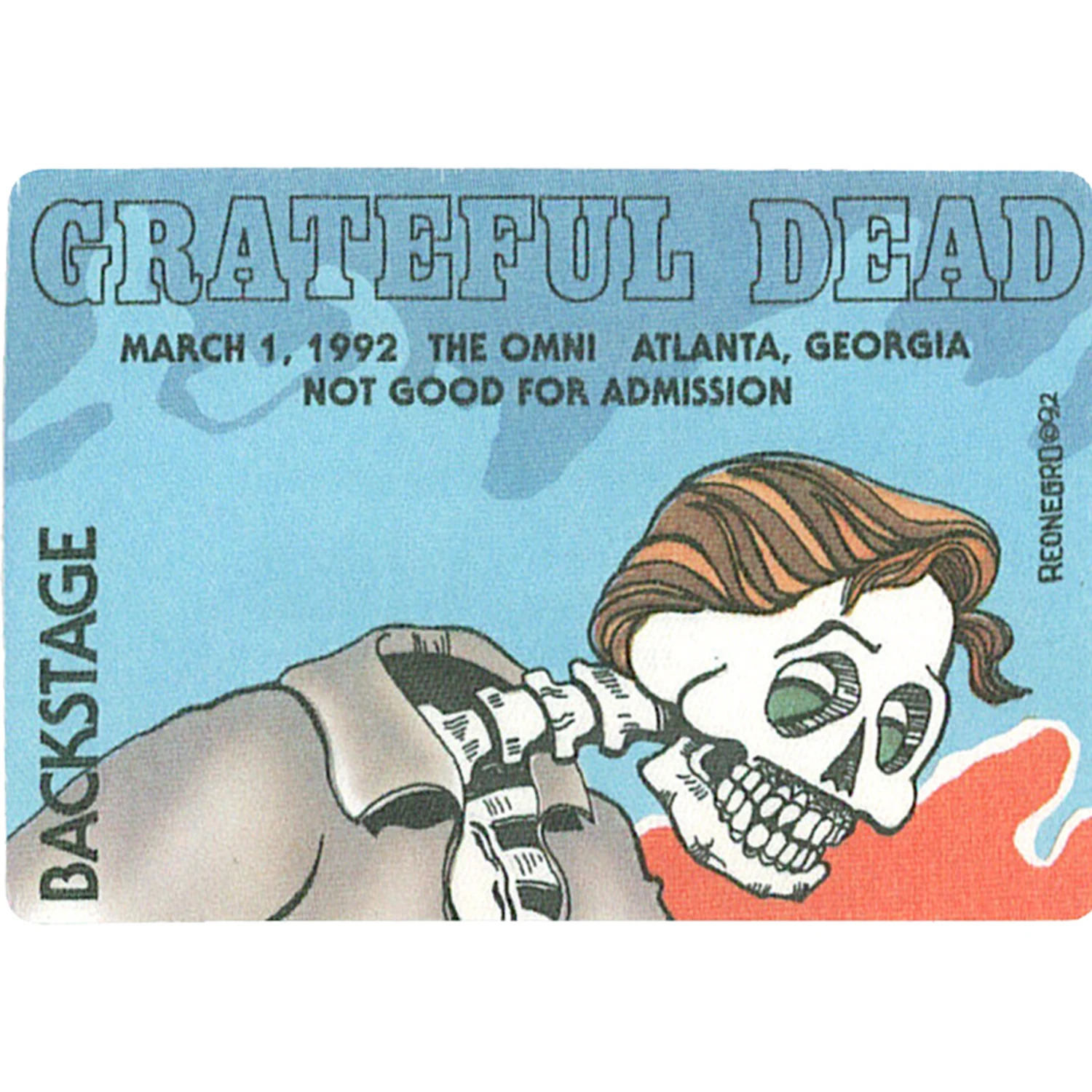 Grateful Dead 1992 03-01 Backstage Pass 2 Grateful Dead 1992 03-01 Backstage Pass - Image 2