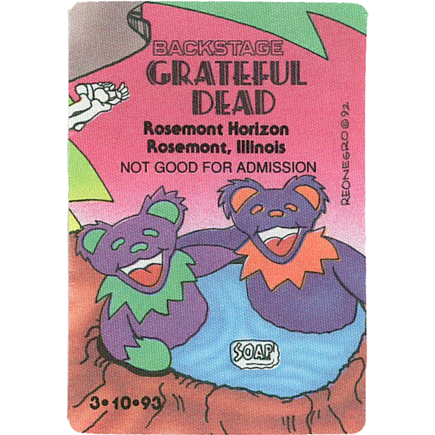 Grateful Dead 1993 03-10 Backstage Pass 2 Grateful Dead 1993 03-10 Backstage Pass - Image 2